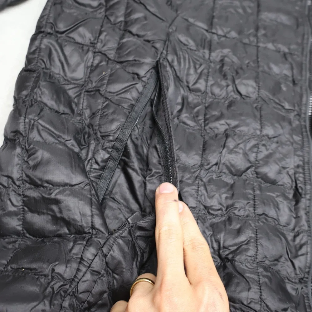 North Face Jacket Mens Medium Black Thermoball Insulated Light Quilted Puffer